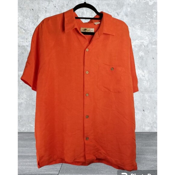 Joe Marlin Other - Men's Orange Hawaiian Style Shirt Joe Marlin Comfort Fit Textured Size XL